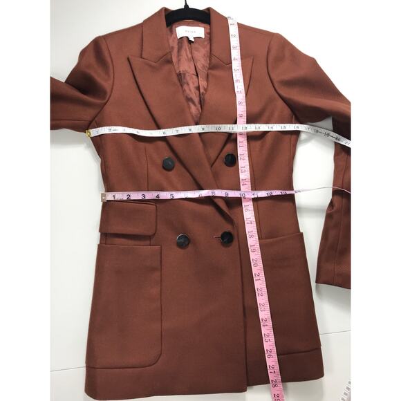 Reiss Finley Double Breasted Textured Twill Rust Brown Blazer Womens Office Work - Picture 15 of 15